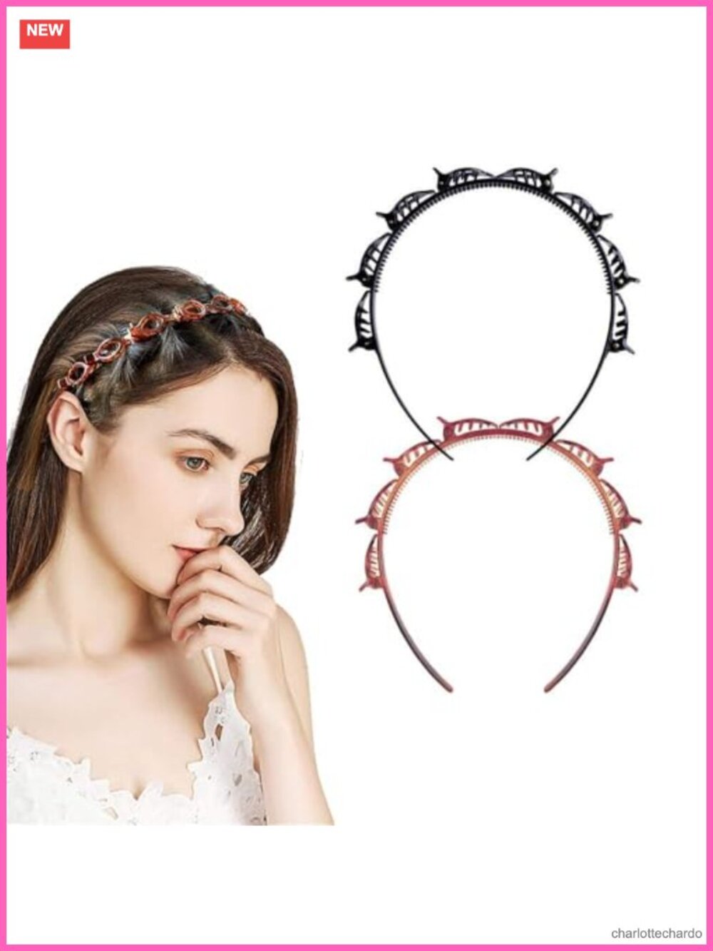 2pc Double Layer Twist Hairpin Headbands Non-Slip Braided DIY Styling Tool